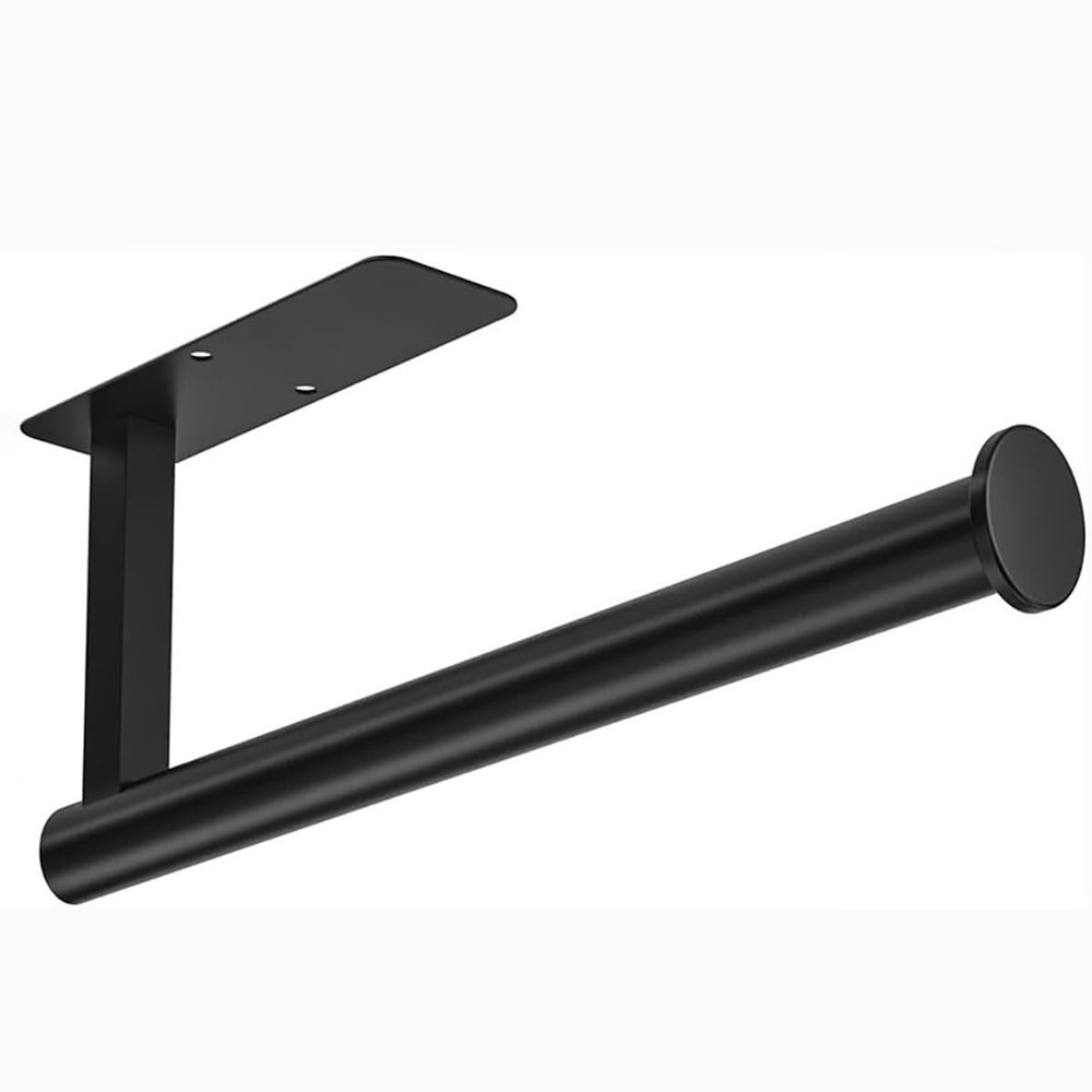 Paper Towel Holder Under Cabinet, Wall Mount Paper Towel Holder for Kitchen, Adhesive Paper Towel Roll Rack for Bathroom Towel, Black Towel Holder SUS304 Stainless Steel