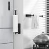 Paper Towel Holder Under Cabinet, Wall Mount Paper Towel Holder for Kitchen, Adhesive Paper Towel Roll Rack for Bathroom Towel, Black Towel Holder SUS304 Stainless Steel view 2