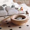 39.37 Inch Round Coffee Table with Storage, Modern Wood Coffee Tables for Living Room, Oak Circle Drum Coffee Table with Sturdy Pedesta,Low Circular Fluted Center Table for Apartment Living Room view 4