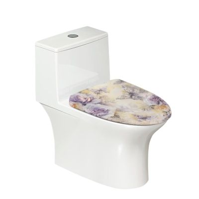 Wetoricau Rose Butterfly Pattern Toilet Lid Cover Non-Fading Toilet Top Covers, Fabric Cover for A Lid Toilets Bath Decor Accessories, Stretches up to 15-21"