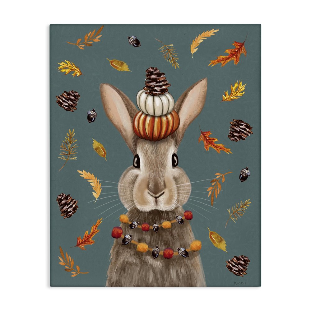 Festive Autumnal Hare Woodland, 24 x 30 Inch Canvas Wall Art