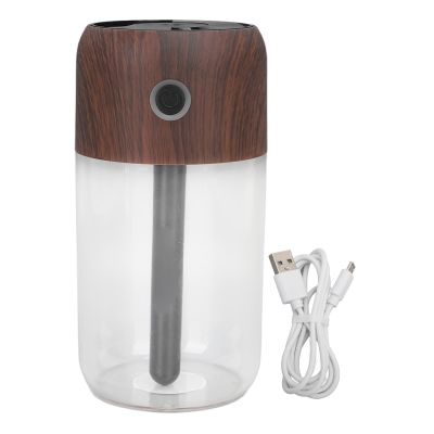 Aqur2020 Colorful Cool Mini Humidifier Portable Desktop Humidifier with Night Light and Super Quiet for Car Office Room Bedroom 300ml Capacity (Wood Grain Black Filter)