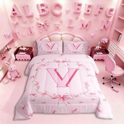 Erosebridal Initial Letter V Comforter Set Twin for Kids Girls Teen Women