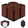 Bed Risers Heavy Duty, Adjustable Furniture Riser Blocks Lift 1.5, 3, 4.3 inches for Couch Table Desk Sofa Chair Legs, Refrigerator, Washing Machine - Support up to 4000 lbs (Brown 4 Pack, 4.3 inch) view 1