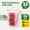 32 oz Deli Containers with Lids [24 Set] Made in USA, BPA-Free Plastic Food Containers, Freezer & Microwave Safe, Stackable Meal Prep & Soup Storage Containers, Ideal for Takeout & Kitchen Use view 2