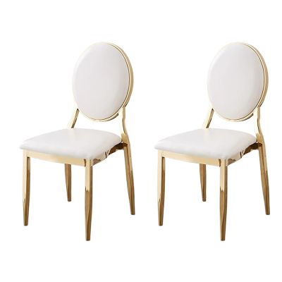 Topjia Upholstered Dining Chairs,Modern Back Side Chair,Leather Kitchen Dining Room Stool with Stainless Steel Legs,Living Room Meeting Room(2pcs, B)