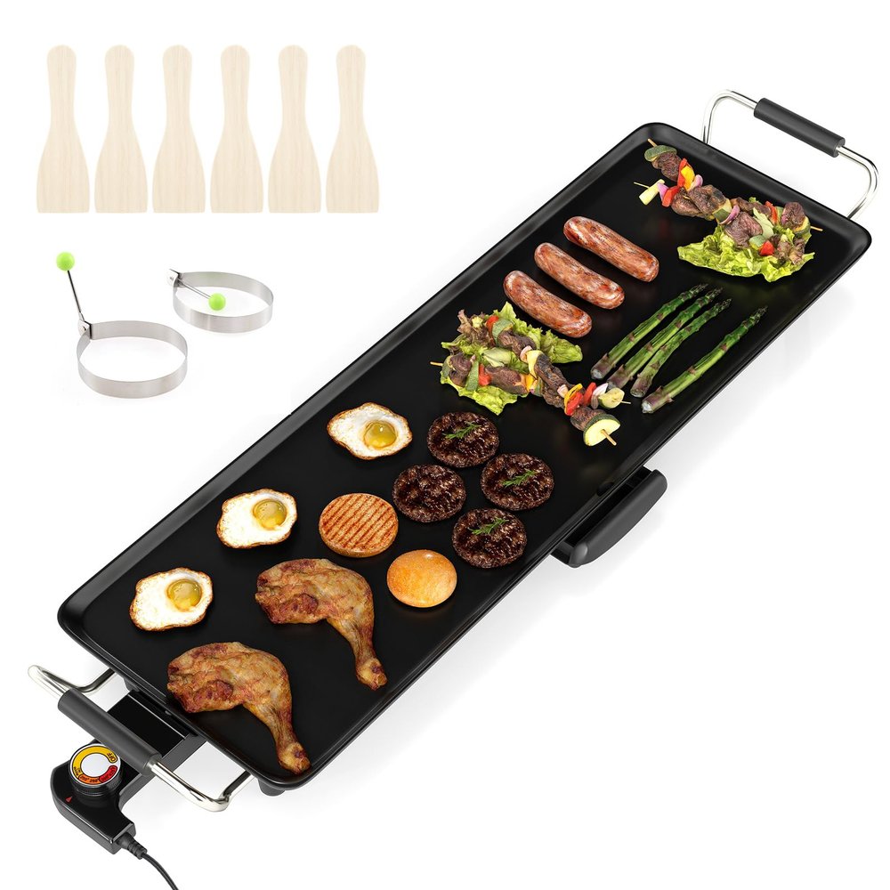 ARLIME 27" Large Electric Griddle, Nonstick Countertop BBQ Grill with Adjustable Temperature, Thermostats and Drip Tray, Teppanyaki Grill for Indoor & Outdoor