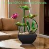 10.23 Inch-Tabletop Indoor Water Fountain & 3 Tiers of Flowing Water + Free 5 Crystals for Meditation & Landscape & Good Luck-Lighting Circle(Safflower(Excl. 5 Stone)) view 3