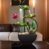 10.23 Inch-Tabletop Indoor Water Fountain & 3 Tiers of Flowing Water + Free 5 Crystals for Meditation & Landscape & Good Luck-Lighting Circle(Safflower(Excl. 5 Stone)) view 4