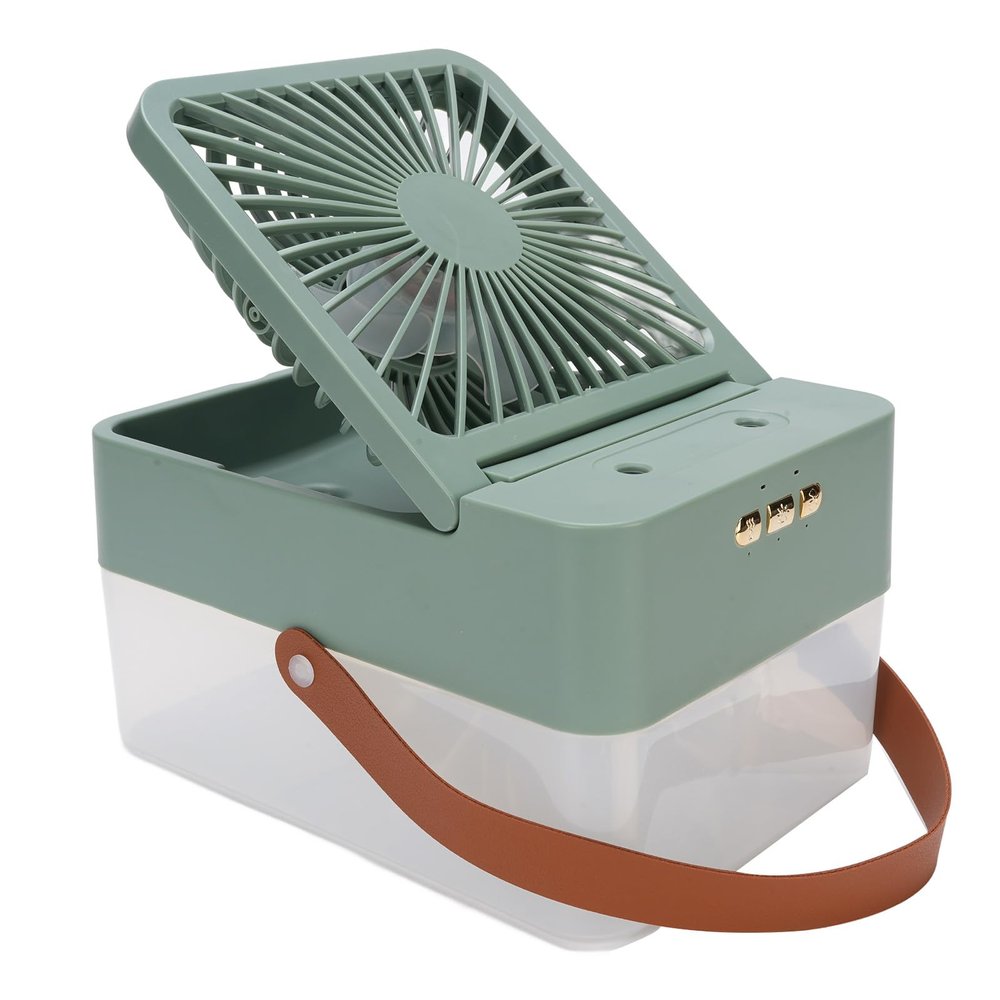 Energy Saving ABS Nano Spray Desktop Mini Silent Fan Fast Cooling Humidification Portable Cooling Fan for Office Bedroom (Green)