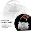 PRETYZOOM Romantic Lace Flower Girl Basket for Weddings Elegant Tulle Wedding Decor for Petals Candy and Charming Bridal Flower Basket for Celebrations and Events view 2