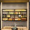 59.1in Large Wall Mounted Wine Rack, 4 Tier Wall Mount Bottle Rack with Glass Holder, Industrial Metal Floating Bar Liquor Bottles Display Storage Shelf for Dining Room, Kitchen (Black,Right ,59.1in) view 3