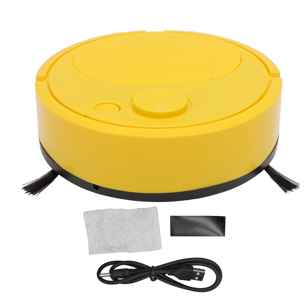 Ejoyous Robot Vacuum Cleaner, Multifunctional Mini Smart Sweeping Robot with USB Charging for Wooden Flooring, Tile and Carpet (Yellow)