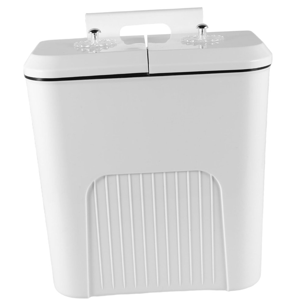 Amosfun Modern Wall-Mounted Kitchen Trash Can Dual Compartment Waste Bin Lids Under Sink Trash Can for Bathroom Compact Garbage