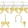 Decorative Shower Curtain Hooks, Luxury Bowknot Shower Curtain Rings, Modern Bow Shower Curtain Hangers, 12PCS Shower Hooks for Home Decor, Bathroom, Bedroom, Living Room (Gold) view 1