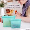 8-Pack Reusable Silicone Food Storage Bags, 100% Silicone Stand-Up Wide-Open Zip-Lock Reusable Storage Bags for Food, Freezer Microwave Oven Dishwasher Safe, Aqua, 4M 2S 2XS view 2
