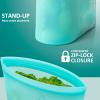 8-Pack Reusable Silicone Food Storage Bags, 100% Silicone Stand-Up Wide-Open Zip-Lock Reusable Storage Bags for Food, Freezer Microwave Oven Dishwasher Safe, Aqua, 4M 2S 2XS view 3