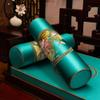 QinQin Store Satin Face Round Roll Pillow, Sponge Sofa Armrest Pillow Long Cylinder Bolster Pillow Bed Round Cervical Neck Pillow (Lake Green-B, 1550cm/5.91Inch19.7Inch) view 2