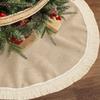 ORTIGIA 36 Inch Christmas Tree Skirt Linen Burlap with Tassels Fringe Trim view 2
