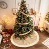 ORTIGIA 36 Inch Christmas Tree Skirt Linen Burlap with Tassels Fringe Trim view 4