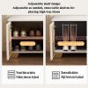 DEJIKOKU Wooden Rattan Shoe Storage Bench Organizer with Cushioned, Adjustable Shelves, Shoe Cabinet for Entryway Hallway(Khaki,60x35x43cm) view 3