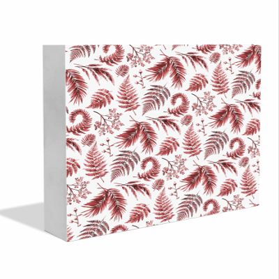 Wood Box Sign Desk Decor Vintage Pastoral Red Herbs Square Boxes Signs, Country Ferns Art Wooden Block Box Sign Decoration for Home Wall Tabletop Shelf Office Decor,6x6IN