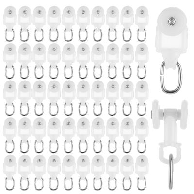 50 Pcs Curtain Track Glider Rollers Hooks Curtain Track Glider Ceiling Tracks Hooks Rail Gliders Mute Wheel Ball Pulley for 23 * 28mm Rails (Inner Diameter)