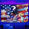 100% BLUE COLLAR Tapestry Wall Art Bedroom Living Room UV Tapestry, Statue of Liberty Bald Eagle USA Patriotic American Flag Stars Stripes Wall Hanging Balcony Decor, 60"x80" view 3