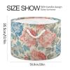 Blooming Blue and Pink Flowers storage basket collapsible and waterproof clothes hamper with sturdy handle Hamper totes bins for closet desk shoe view 2