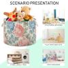Blooming Blue and Pink Flowers storage basket collapsible and waterproof clothes hamper with sturdy handle Hamper totes bins for closet desk shoe view 4
