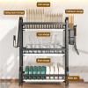 FQAZSTB Multifunctional Dishs Drying Rack,Space-Saving Large Dish Rack,Dish Rack 2 Tiers for Kitchen Counter view 3