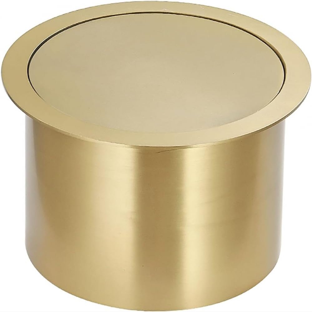 CUTPOIY Trash can Built-in Trash and Waste Chute Lid for Kitchen Countertop- Round 304 Stainless Steel Balance Flap Cover Trash Grommet Swing Trash Can Lid