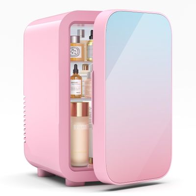 BEICHEN Mini Fridge,6 Liter/8 Can New Upgraded Skincare Fridge,110V AC/DC Portable Thermoelectric Cooler & Warmer for Skin Care, Cosmetics, Beverage, Food,Great for Bedroom,Office,Dorm(Pink)