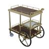 EHVYBDX 3 Tier Stainless Steel Serving Tea Cart with Mahogany and Clear Tempered Glass Indoor Kitchen Trolley Storage Cart Patio Tea Coffee Food Trolley view 1
