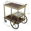 EHVYBDX 3 Tier Stainless Steel Serving Tea Cart with Mahogany and Clear Tempered Glass Indoor Kitchen Trolley Storage Cart Patio Tea Coffee Food Trolley view 2