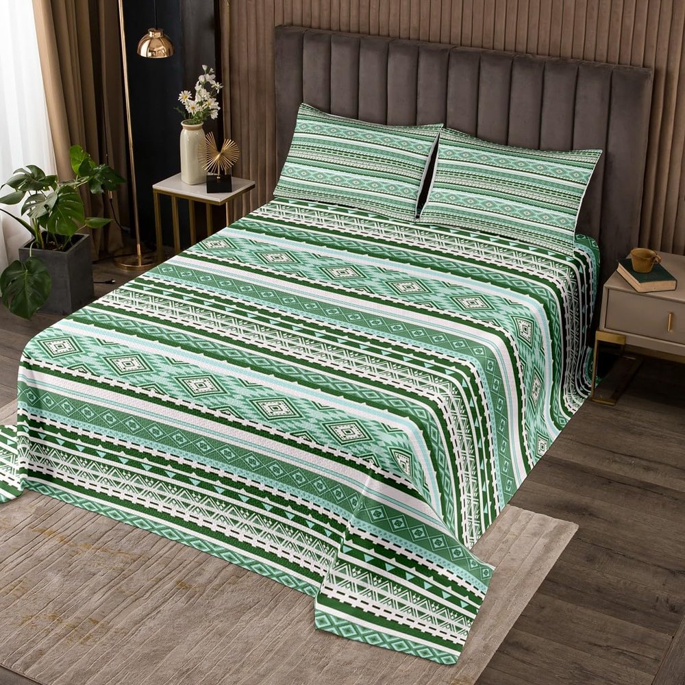 jejeloiu Southwestern Geometric Bedspread for Kids Boys Girls Striped Boho Coverlet Set Twin Size Hawaiian Tropical Island Quilted Coverlet Tribal Bedroom Decor Breathable Soft Lightweight 2Pcs
