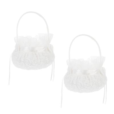 PLAFOPE Flower Baskets for Wedding 2pcs Flower Girl Basket Foldable Embroidery Romantic and Wedding