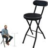 DUANZEYUQA Modern White Folding Breakfast Kitchen Bar Stool with Backrest and Footrest Counter Height High Chair(Black,65cm/26inch) view 1
