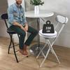 DUANZEYUQA Modern White Folding Breakfast Kitchen Bar Stool with Backrest and Footrest Counter Height High Chair(Black,65cm/26inch) view 2
