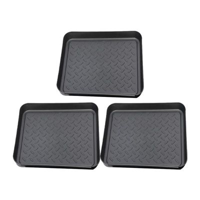 3pcs Plastic Shoes Storage Tray for Boots and Bowls, Black
