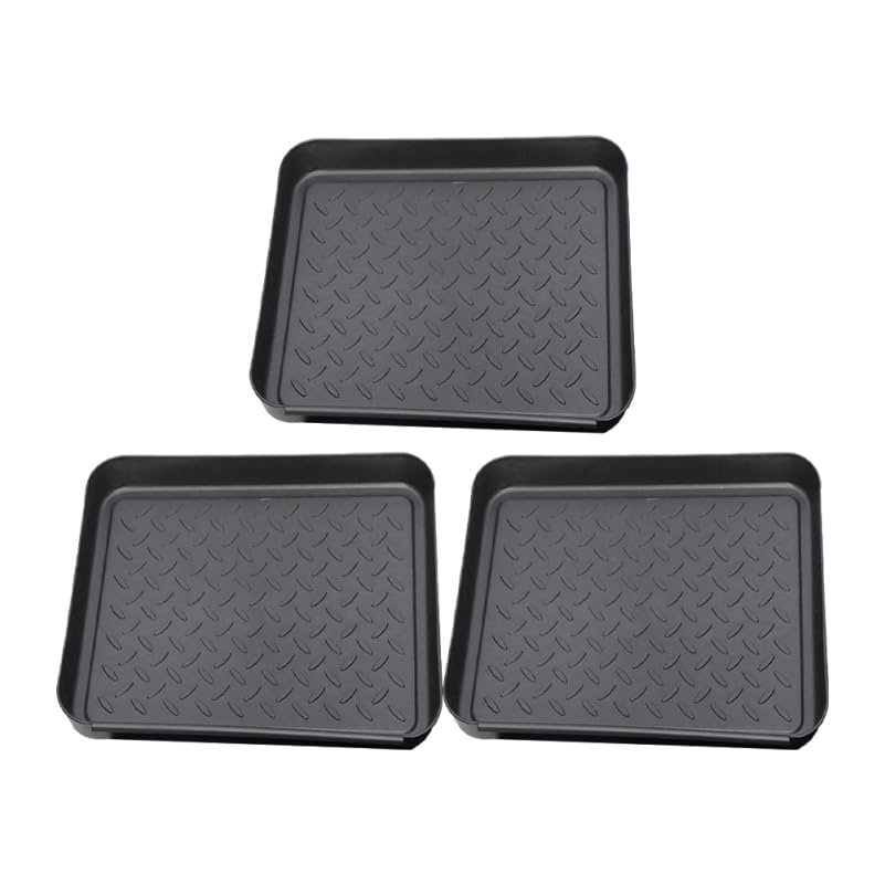 3pcs Plastic Shoes Storage Tray for Boots and Bowls, Black