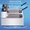 Commercial Deep Fryer - 2500W 10L Double Tank Electric Deep Fryers With Baskets And Lids, Stainless Steel Countertop Oil Fryer For French Fry Restaurants Supermarkets Fast Food Stands view 3
