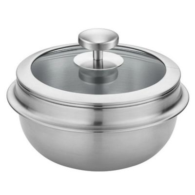 It likes Induction 3-ply stainless Korean Ttukbaegi with Glass cover Lid Hot Pot for Rice, Egg custard Soup 21in