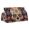 Tissue Box Cover PU Leather Tissue Case Sugar Skulls Square Tissue Box Holder for Bathroom, Vanity Countertop, Tabletop, Car view 1
