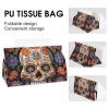 Tissue Box Cover PU Leather Tissue Case Sugar Skulls Square Tissue Box Holder for Bathroom, Vanity Countertop, Tabletop, Car view 4