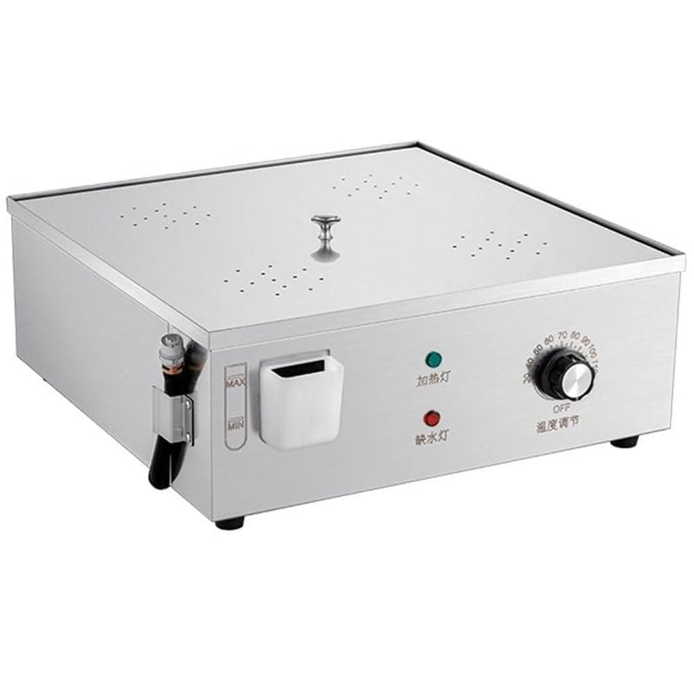 Electric Steamed Buns Machine, Four-Hole Stainless Steel Food Steamer, 30-110 Temperature, Dry Boiling Alarm, for Home Store Buffet Restaurant (Silver)