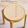 SUZEPER 18 Inch Plastic Stacking Stools,Portable Backless Stackable Stools,Colorful Short Stool Rattan Like Seat,Nesting Stool for Kitchen Dining, Classroom, Students(2, Khaki) view 4
