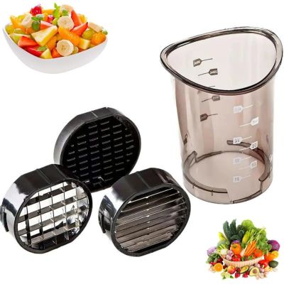 2025 Upgraded Fruit Slicer Cup with Removable Blade, Push Plate  Stainless Steel Strawberry, Egg, Banana, Grape Cutter, Kitchen Gadget for Uniform Slicing, Salad Prep & Party Platters