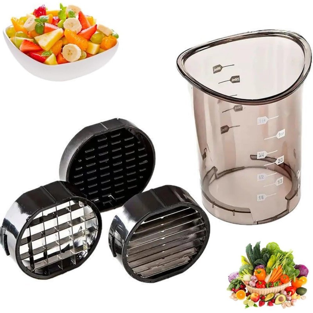 2025 Upgraded Fruit Slicer Cup with Removable Blade, Push Plate  Stainless Steel Strawberry, Egg, Banana, Grape Cutter, Kitchen Gadget for Uniform Slicing, Salad Prep & Party Platters