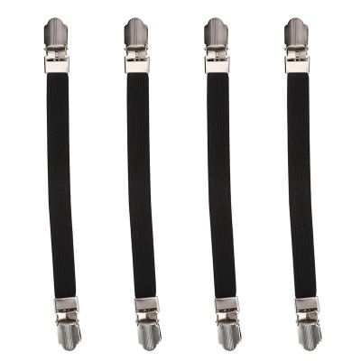 Semme Bed Sheet Straps, Sheet Holders Keep Sheets Firm & Tight 4pcs Elastic Crisscross Sheet Corner Holder Straps Gripper Mattress Gripper Firm Tight Accessories Fasteners Suspender (Black)